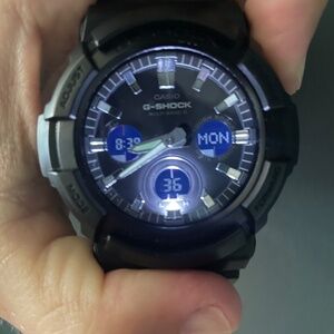 Casio Mens Watch G-Shock GAW100 Black Resin Analog Digital Tough Solar 48mm